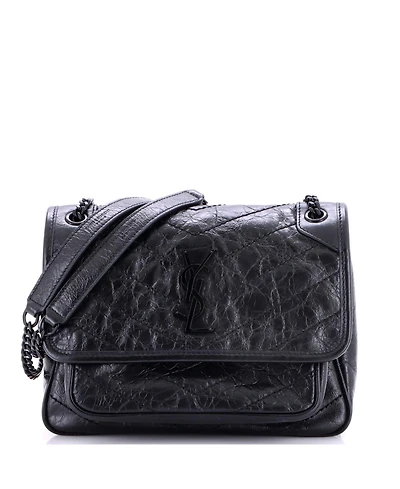 Pre-Owned Saint Laurent Baby Niki Chain Flap Bag Matelasse Chevron Leather