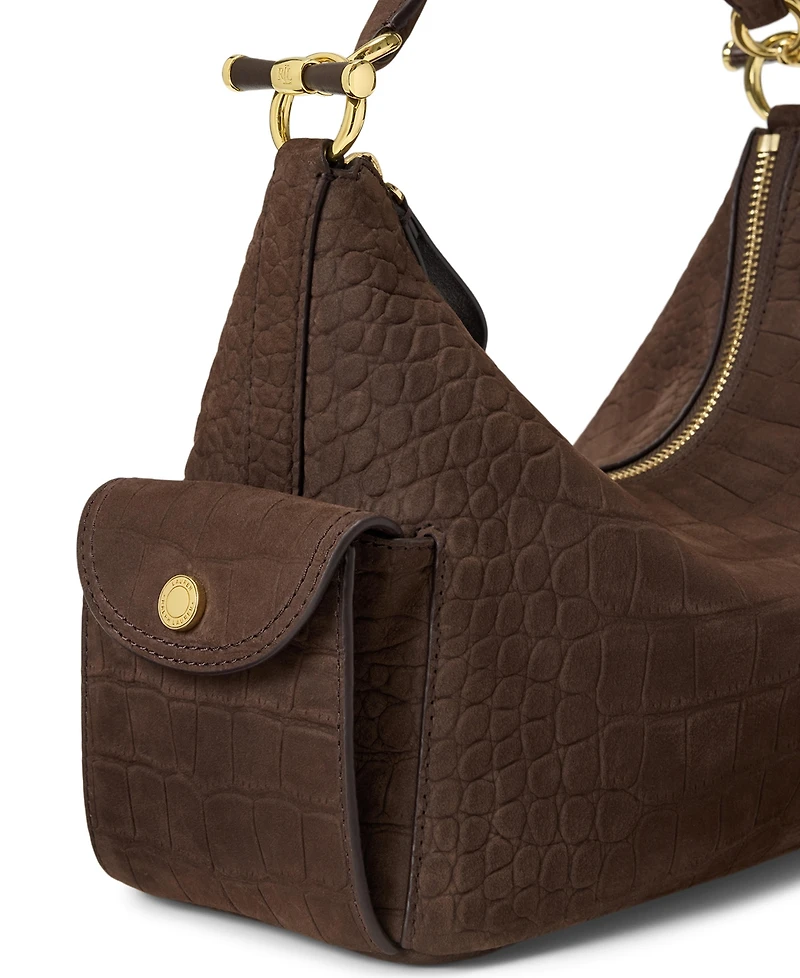 Lauren Ralph Lauren Blaike Croc-Embossed Small Shoulder Handbag
