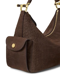 Lauren Ralph Lauren Blaike Croc-Embossed Small Shoulder Handbag