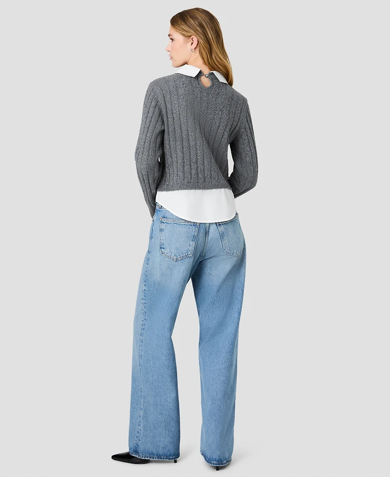 French Connection Women's Collared Keyhole Long-Sleeve Top
