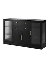 Streamdale Furniture U-Style 58.3'' Modern Buffet Sideboard with 4 Doors 2 Drawers and Power Outlet