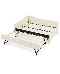 Streamdale Furniture Twin Curved Padded Daybed with Trundle and Usb Port