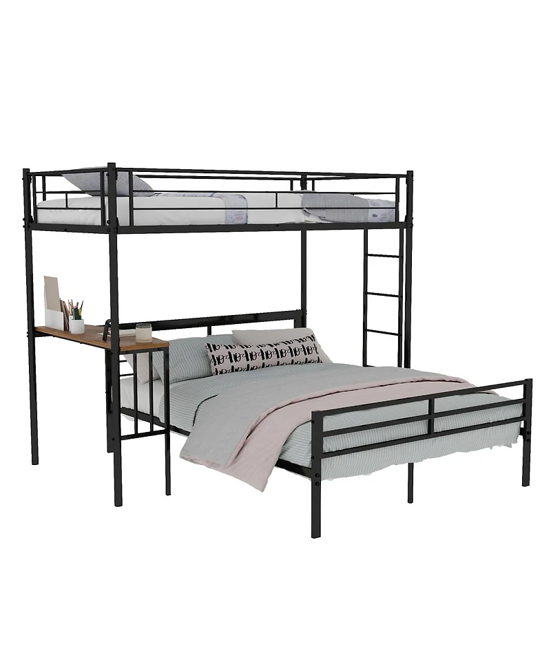 Streamdale Furniture Metal Loft Bed with Desk Ladder and Guardrails for Teens and Adults