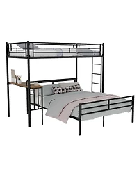 Streamdale Furniture Metal Loft Bed with Desk Ladder and Guardrails for Teens and Adults
