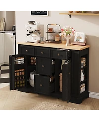 Streamdale Furniture 5-Drawer Sideboard Buffet Cabinet with Adjustable Shelves