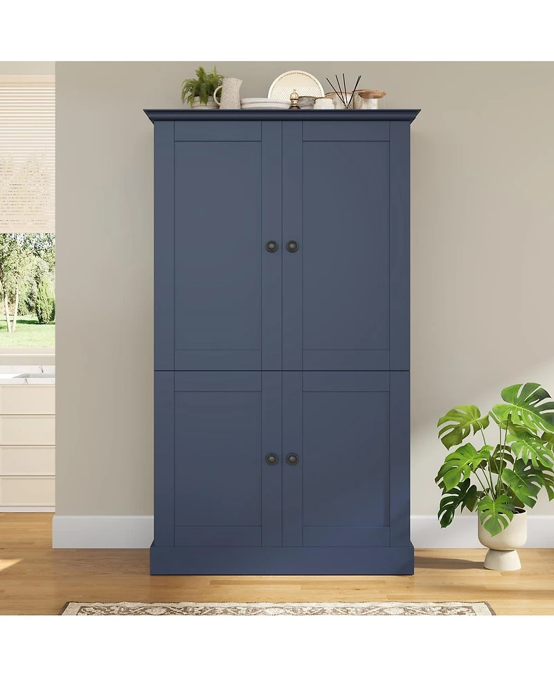 Streamdale Furniture Freestanding Kitchen Pantry Cabinet with 4 Doors 3 Drawers and Wine Racks