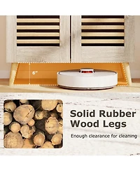 Slickblue Entryway Shoe Cabinet with Louvered Doors Removable Shelving