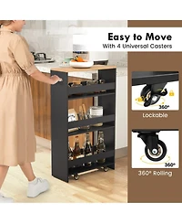 Gouun Narrow Rolling Storage Cart with 4-Tier Open Shelves and Lockable Wheels