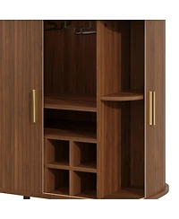 Streamdale Furniture 28'' Fluted Wine Bar Cabinet with Storage and Adjustable Shelves