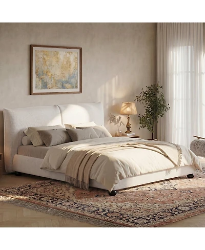Streamdale Furniture California King Upholstered Platform Bed with Linen Pillow-Back Headboard