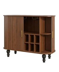 Streamdale Furniture 39'' Fluted Mid-Century Modern Bar Cabinet with Wine Racks and Storage