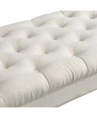 Streamdale Furniture Button-Tufted Upholstered End of Bed Bench with Rolled Arms