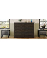 Streamdale Furniture Farmhouse Murphy Cabinet Bed with Charging Station and Storage Rustic