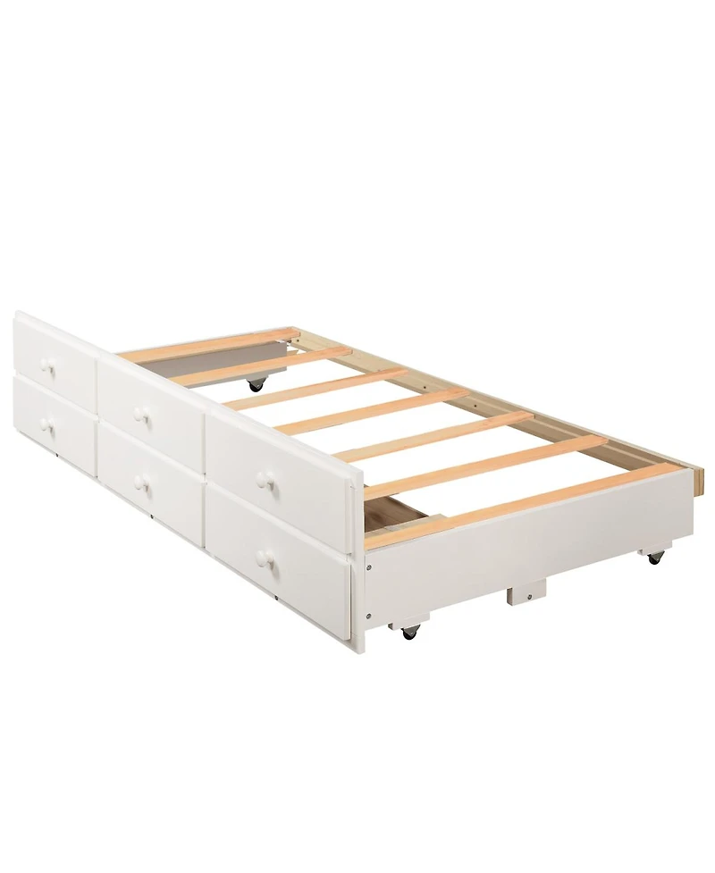 Streamdale Furniture Twin Bunk Bed with Trundle 3 Drawers and Ladder
