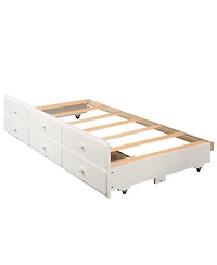 Streamdale Furniture Twin Bunk Bed with Trundle 3 Drawers and Ladder