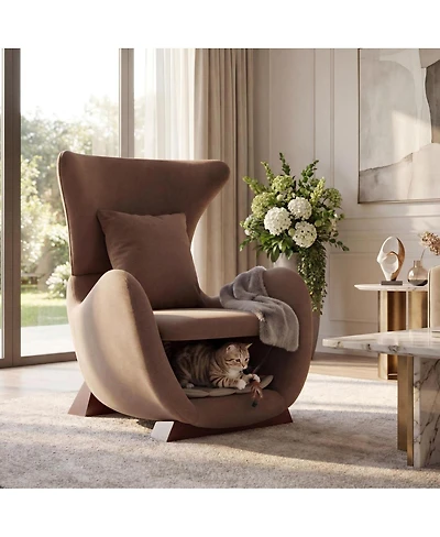 Streamdale Furniture Modern Brown Polyester Accent Chair with Pet/Storage Space