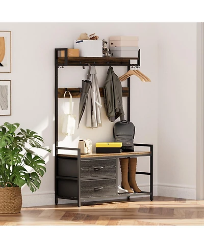 Streamdale Furniture 33.1'' 5-in-1 Hall Tree with Shoe Storage Bench and 23 Hooks