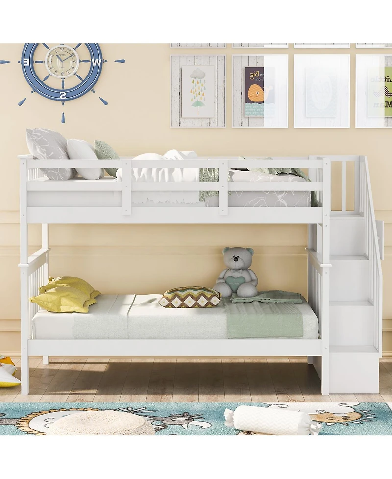 Streamdale Furniture Twin-Over-Twin Stairway Bunk Bed with Storage