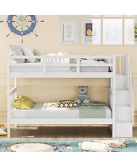 Streamdale Furniture Twin-Over-Twin Stairway Bunk Bed with Storage