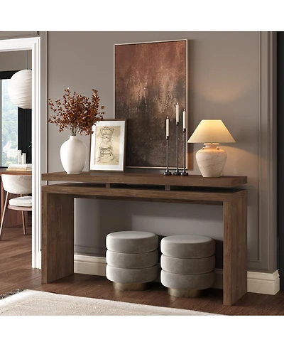 Streamdale Furniture 60'' Antique Farmhouse Console Table with Double Board Design