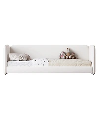 Streamdale Furniture Twin Size Upholstered Velvet Floor Bed with Protective Sides