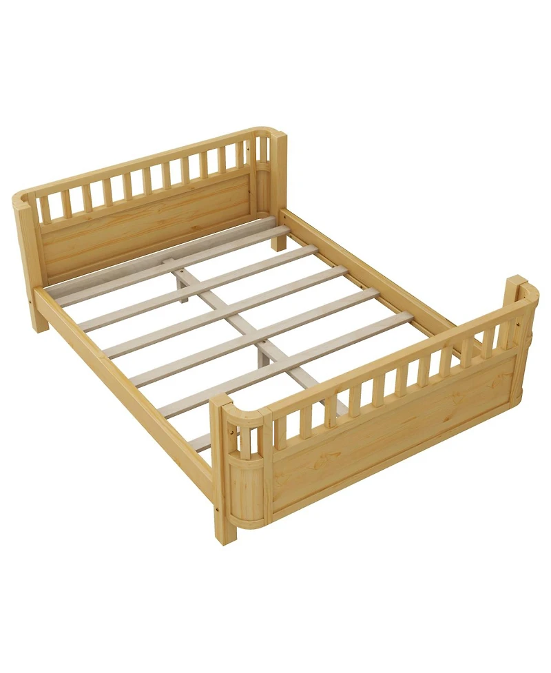 Streamdale Furniture Wood Platform Bed with Rails for Kids