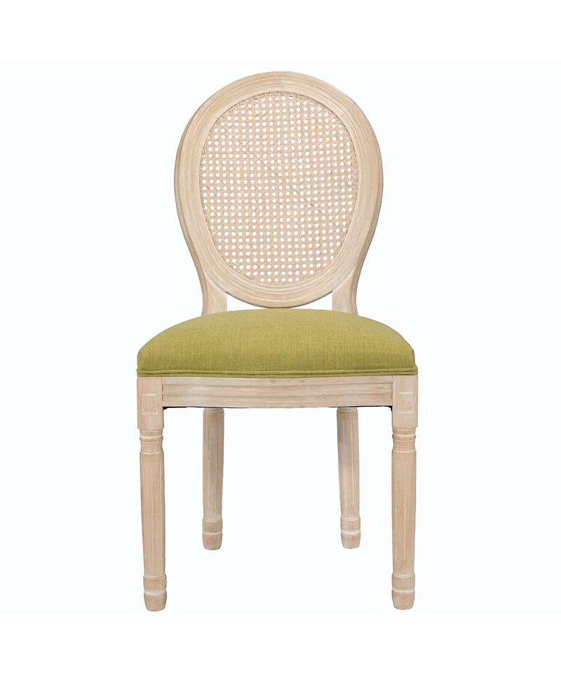 Streamdale Furniture French Country Upholstered Rattan Round Back Dining Chairs Set of 2