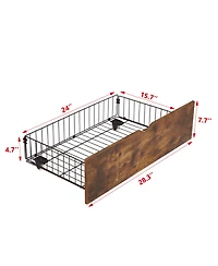 Streamdale Furniture Metal Platform Bed Frame with Wooden Headboard Usb and 2 Drawers