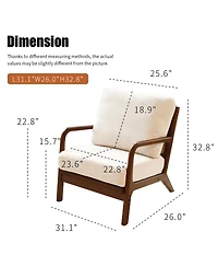 Streamdale Furniture Cute Accent Chair with Solid Wood Legs and Soft Fabric Cushion