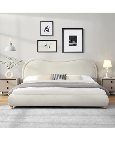 Streamdale Furniture Upholstered Platform Bed with Curved Headboard