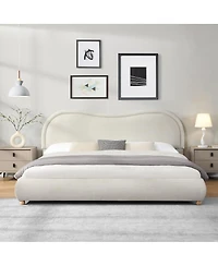 Streamdale Furniture Upholstered Platform Bed with Curved Headboard