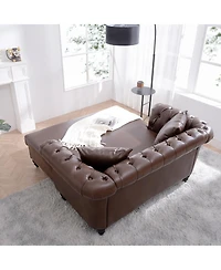 Streamdale Furniture 63'' Pu Leather Loveseat Chaise Lounge with 2 Pillows