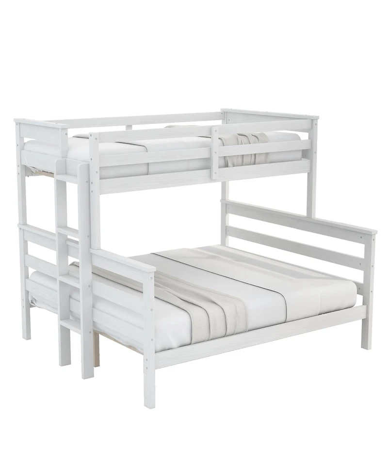 Streamdale Furniture Wood Twin Xl over Queen Bunk Bed with Ladder