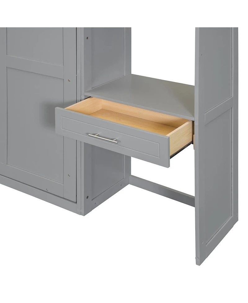 Streamdale Furniture Murphy Bed with Desk Storage Shelves and Top Cabinet