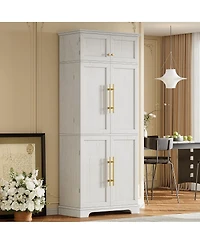 Streamdale Furniture 78.2'' Farmhouse Kitchen Pantry Cabinet with Adjustable Shelves and Wine Rack