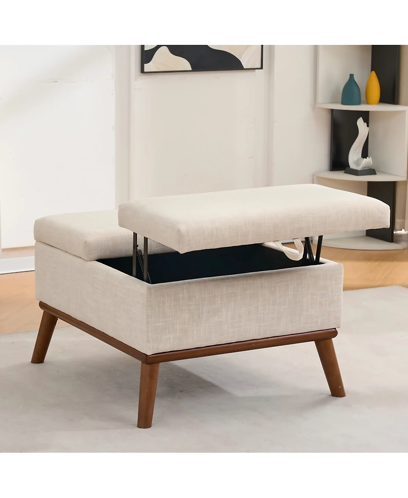 Streamdale Furniture 31'' Mid-Century Modern Lift-Top Storage Ottoman