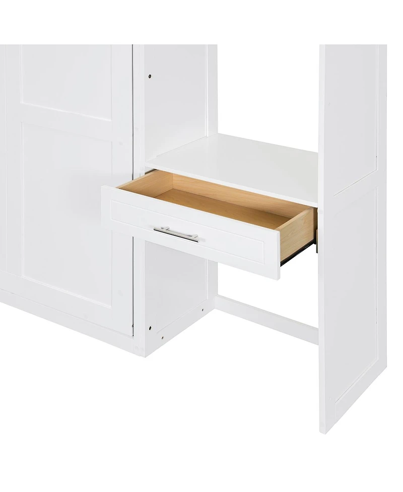 Streamdale Furniture Queen Murphy Bed with Desk Top Cabinet and Storage Shelves