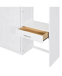 Streamdale Furniture Queen Murphy Bed with Desk Top Cabinet and Storage Shelves