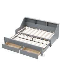 Streamdale Furniture to King Daybed Frame with Storage Drawers and Charging Station