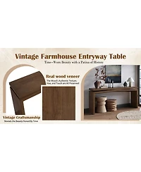 Streamdale Furniture 65-Inch Solid Wood Veneer Farmhouse Console Table
