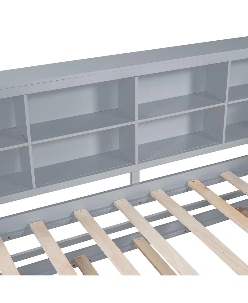 Streamdale Furniture Wooden Twin Daybed with Trundle Storage Shelf and Usb Ports