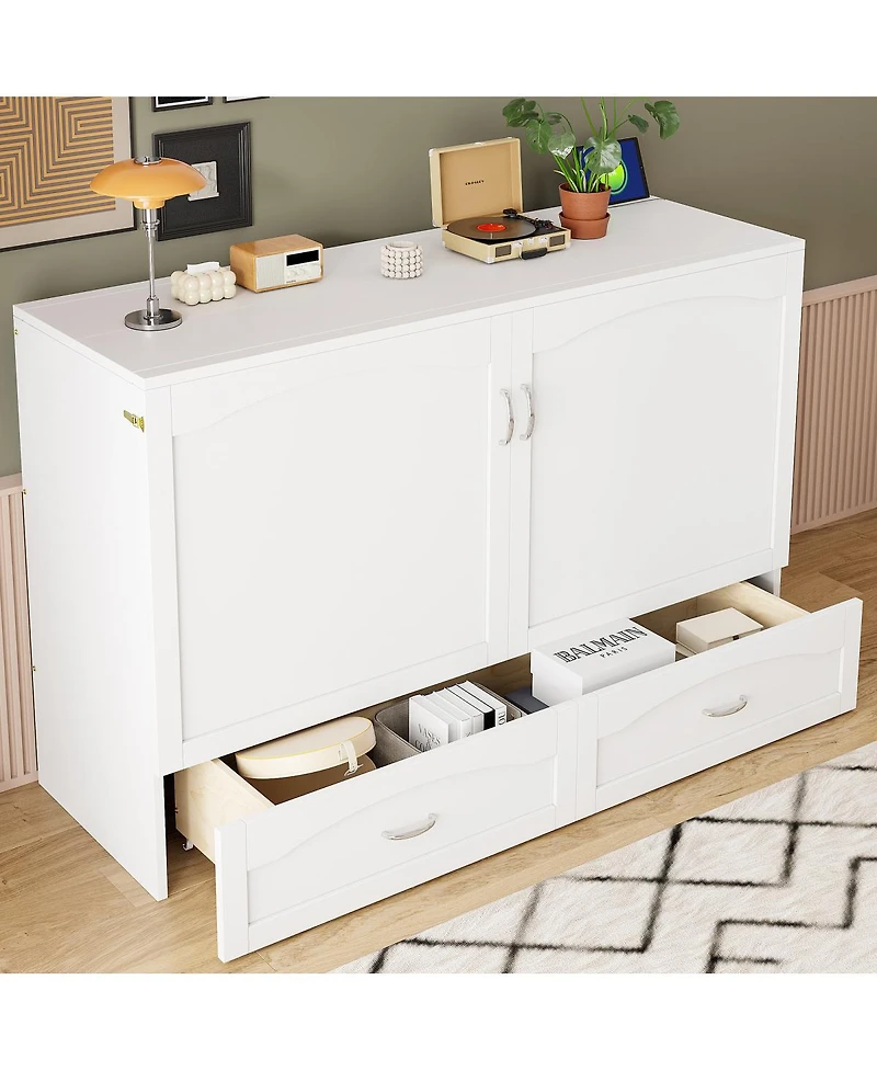 Streamdale Furniture Queen Murphy Bed with Drawer Usb Ports and Sockets