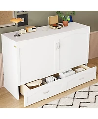 Streamdale Furniture Queen Murphy Bed with Drawer Usb Ports and Sockets