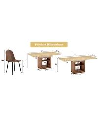 Streamdale Furniture Scalable Dining Table Set with 4 Tech Fabric Chairs 59-71 Inch