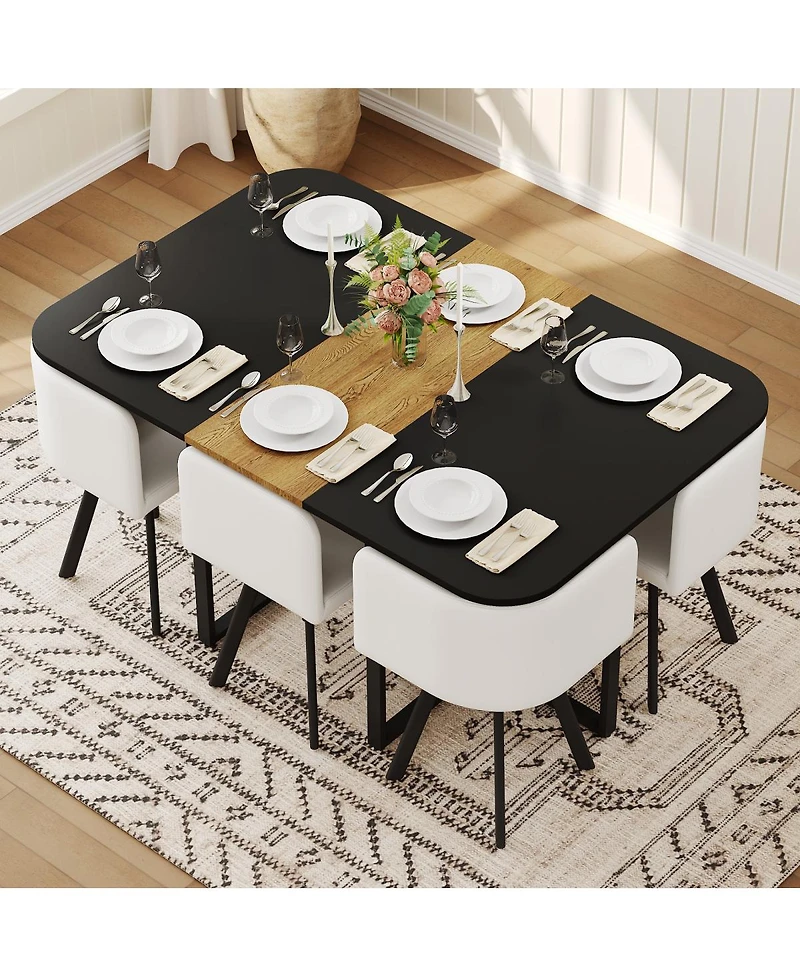 Streamdale Furniture 6-Piece Modern Dining Table and Chair Set with Upholstered Seats