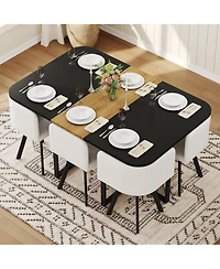 Streamdale Furniture 6-Piece Modern Dining Table and Chair Set with Upholstered Seats