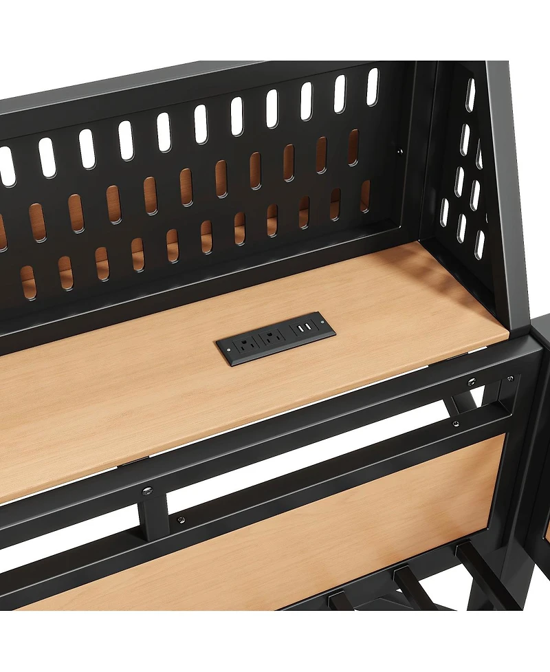 Streamdale Furniture Loft Bed with Storage Pegboard Usb Ports and Led Lights