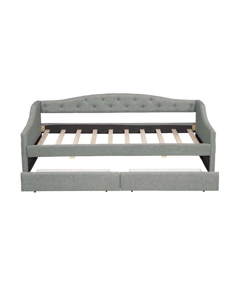 Streamdale Furniture Upholstered Twin Xl Size Daybed with Led Belt and 2 Drawers
