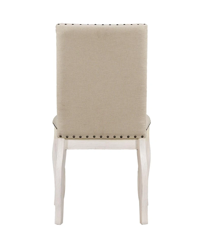 Streamdale Furniture Set of 2 Upholstered Wood Dining Chairs with Nailhead Trim