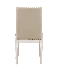 Streamdale Furniture Set of 2 Upholstered Wood Dining Chairs with Nailhead Trim